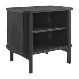FurniFact - Nightstand with Open Storage, for Bedroom Living Space - Black