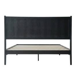 FurniFact - Solid Wood Platform Bed - Ebony Oak