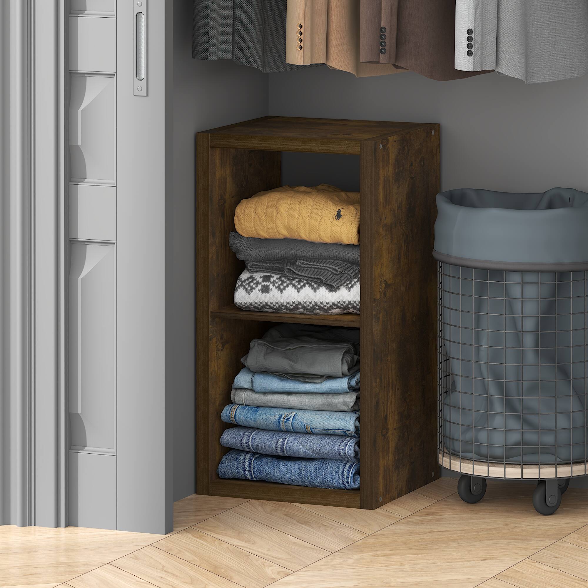 Alt View 1. Furinno - CUBIC Closet Organizers, 2-Cube Closet Organizer, Open Shelf, Extra Thick Frame, for Wardrobe, Bedroom, Living Room - Amber Pine.
