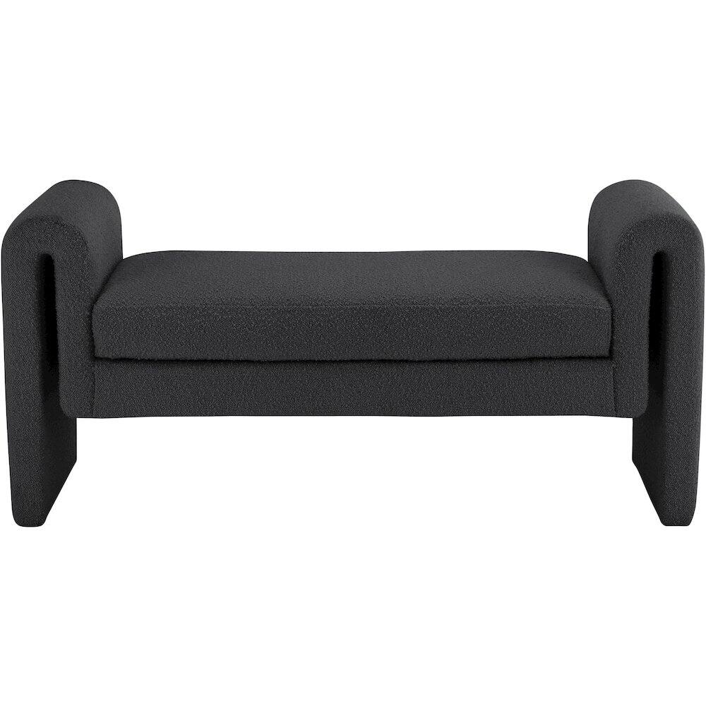 Alt View 2. Meridian Furniture - Stylus Black Boucle Fabric Bench - Black.