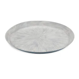 BreeBe - Round Etched Metal Tray 13.5"D - Gray
