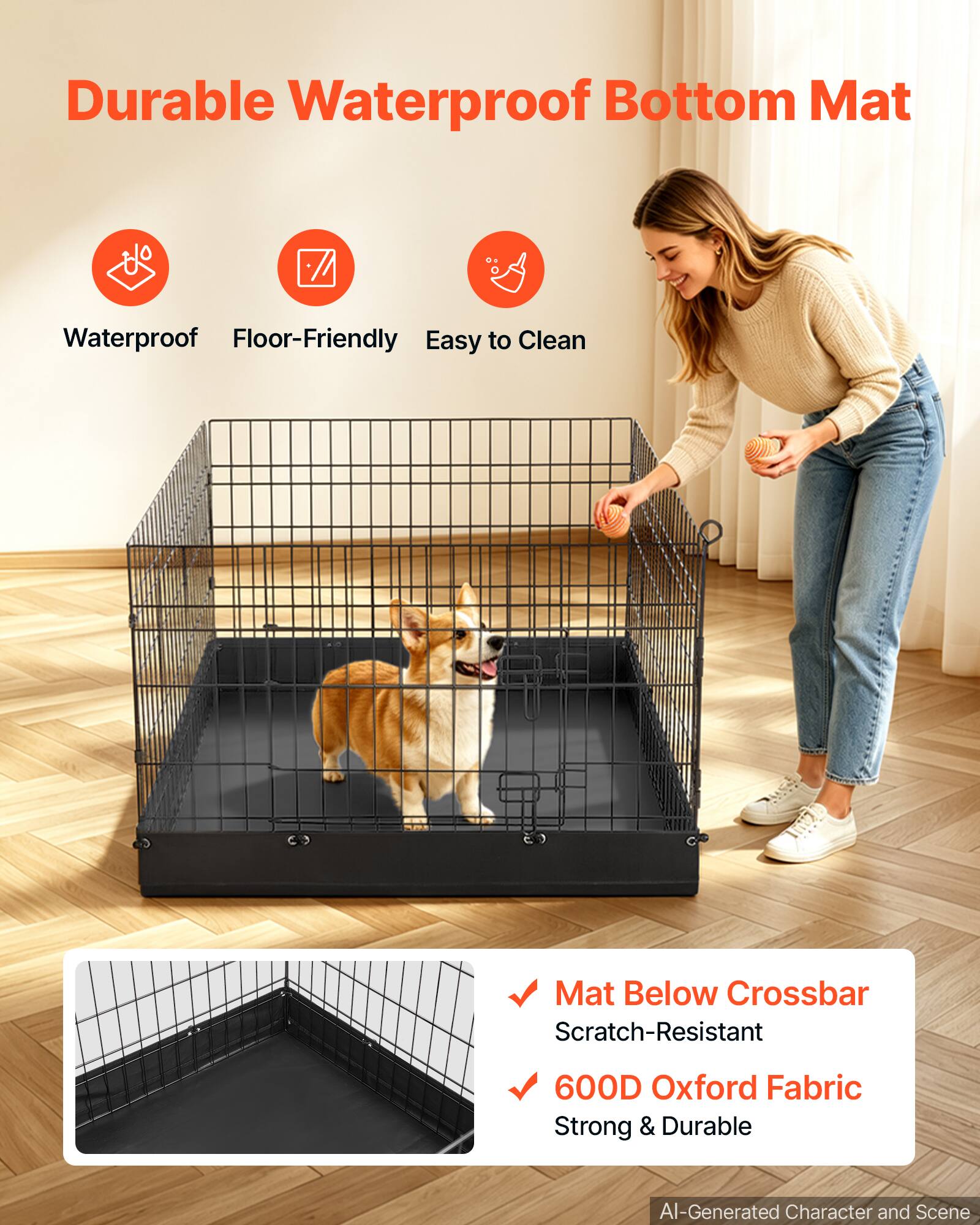 Durable Waterproof Bottom Mat Waterproof Floor-Friendly Easy to Clean Mat Below Crossbar Scratch-Resistant 600D Oxford Fabric Strong & Durable