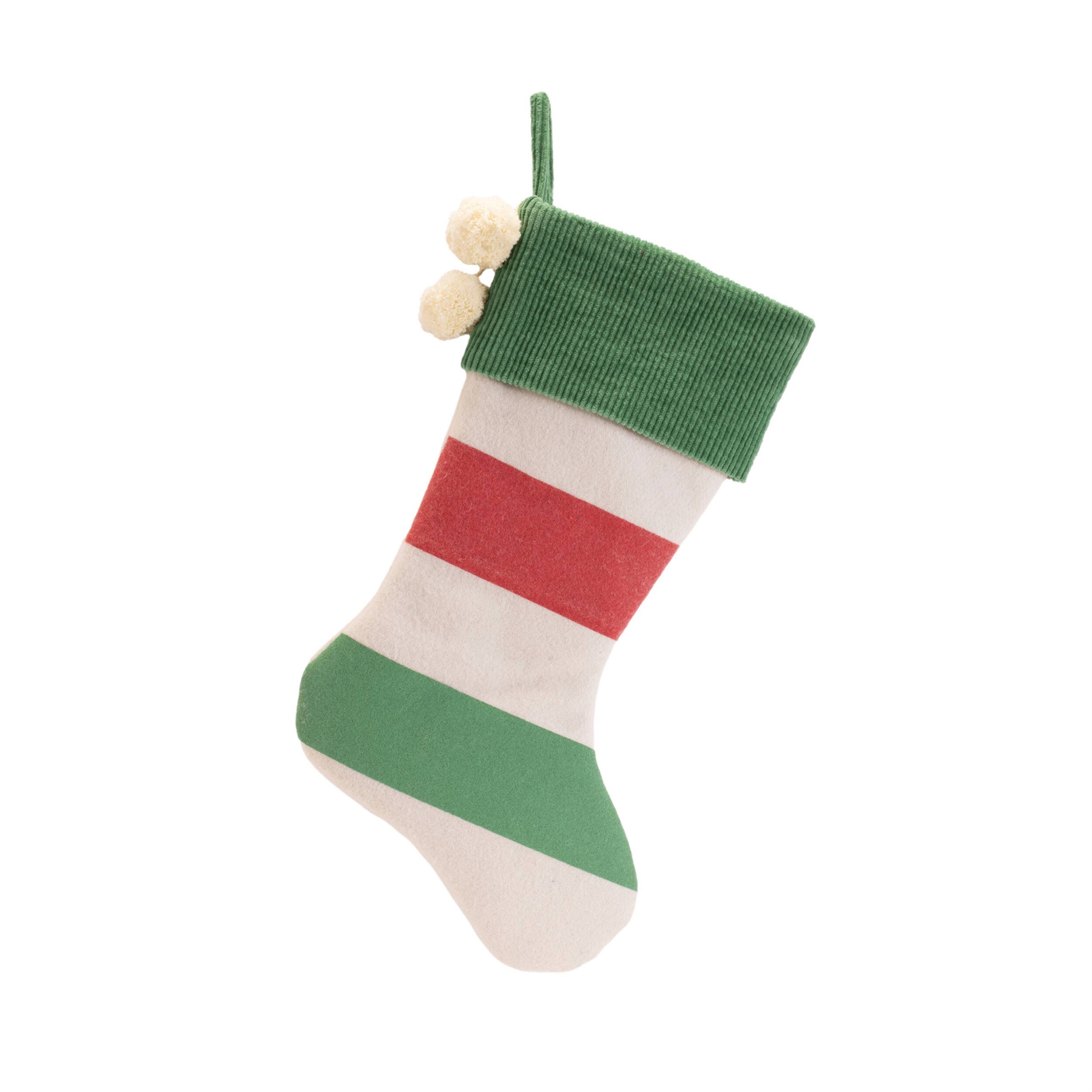 Angle. BreeBe - Striped Wool Stocking (Set of 2) - White, Green, Red.