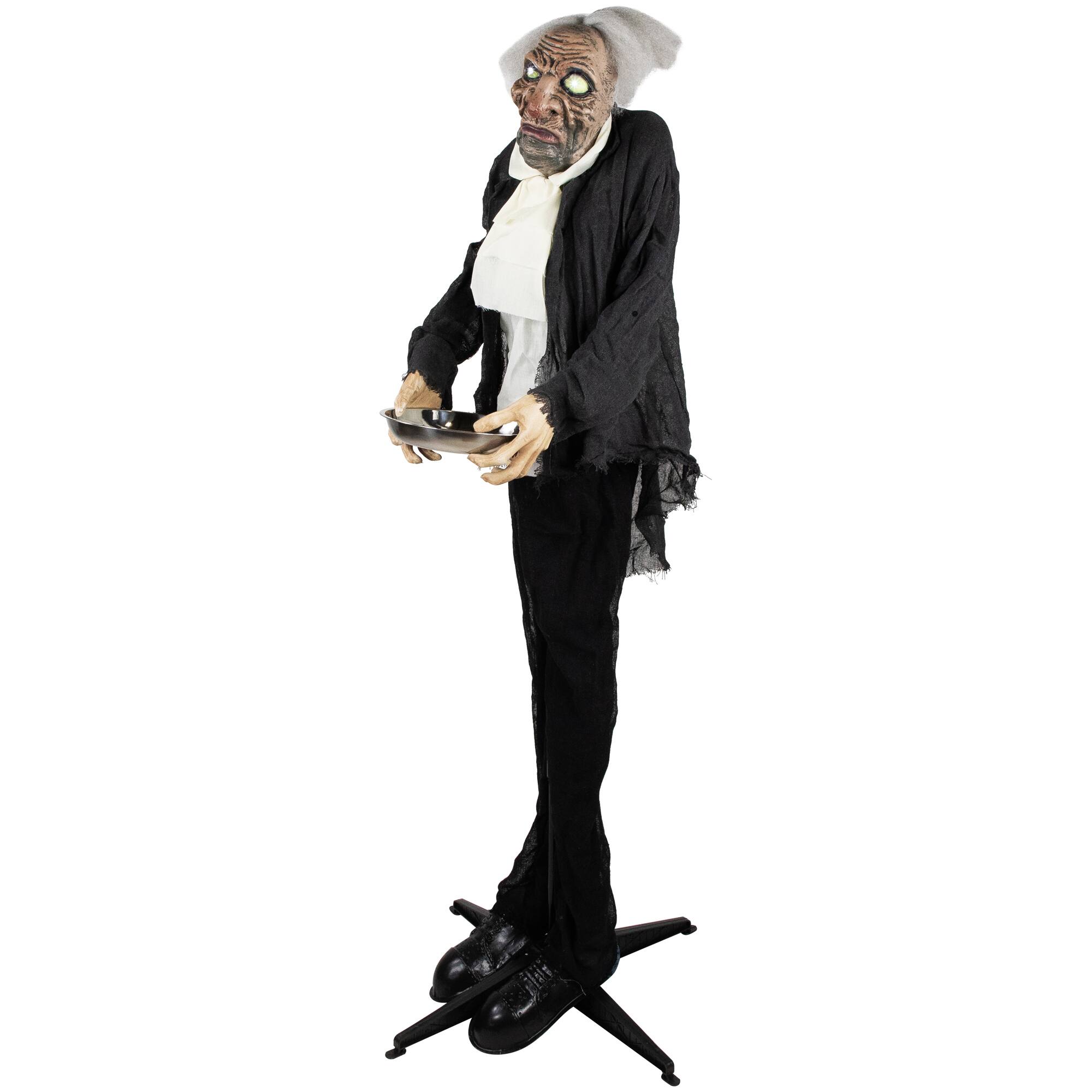 Alt View 5. Northlight - LED Lighted Animated Butler with Sound Halloween Decoration - 5.5' - Clear Lights - Gray.
