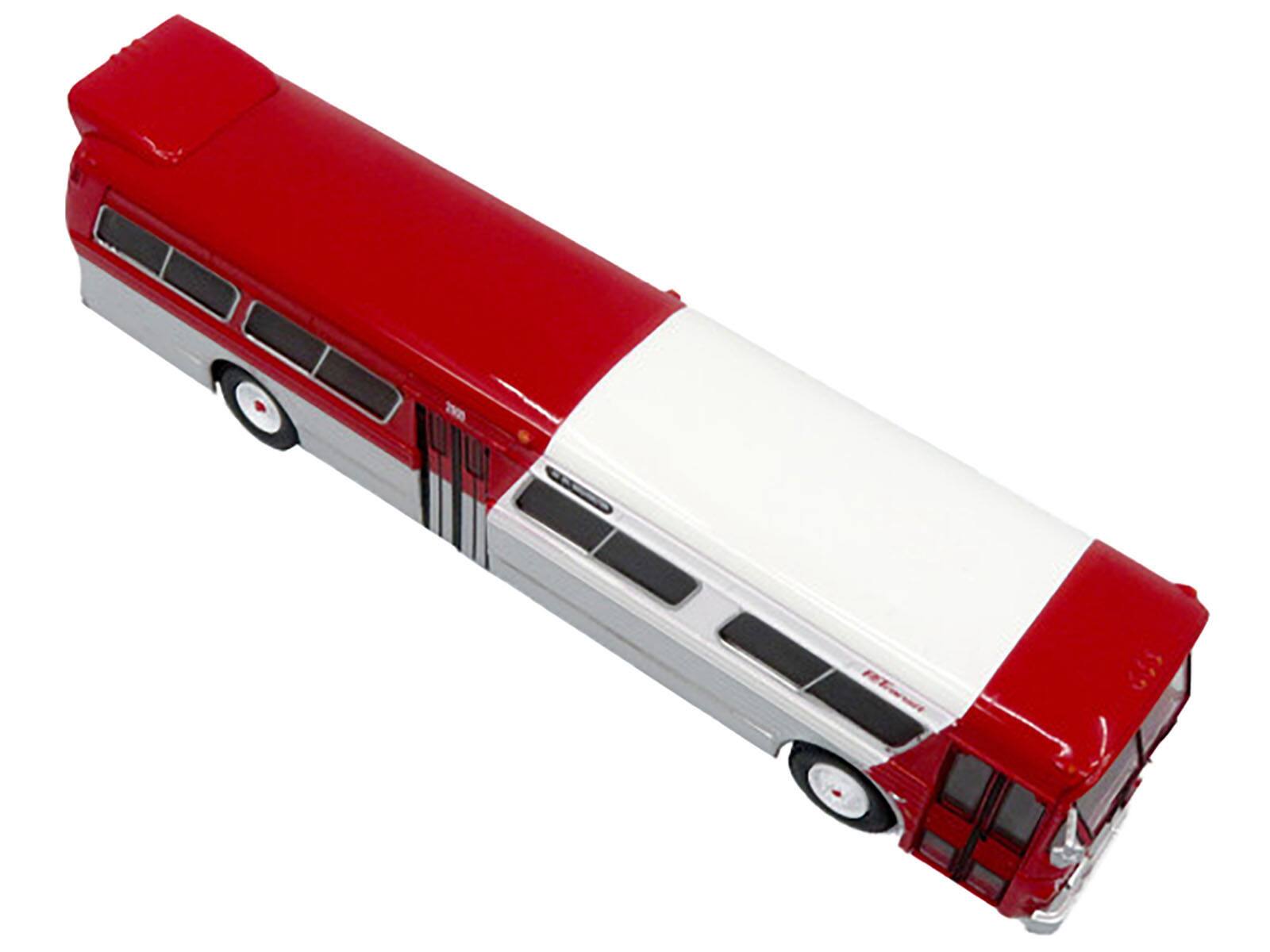 Alt View 5. Iconic Replicas - Flxible 53102 New Look Transit Bus "Pittsburgh Area Transit" Red & White Ltd Ed 1/87 (HO) Scale Model by Iconic Replicas.