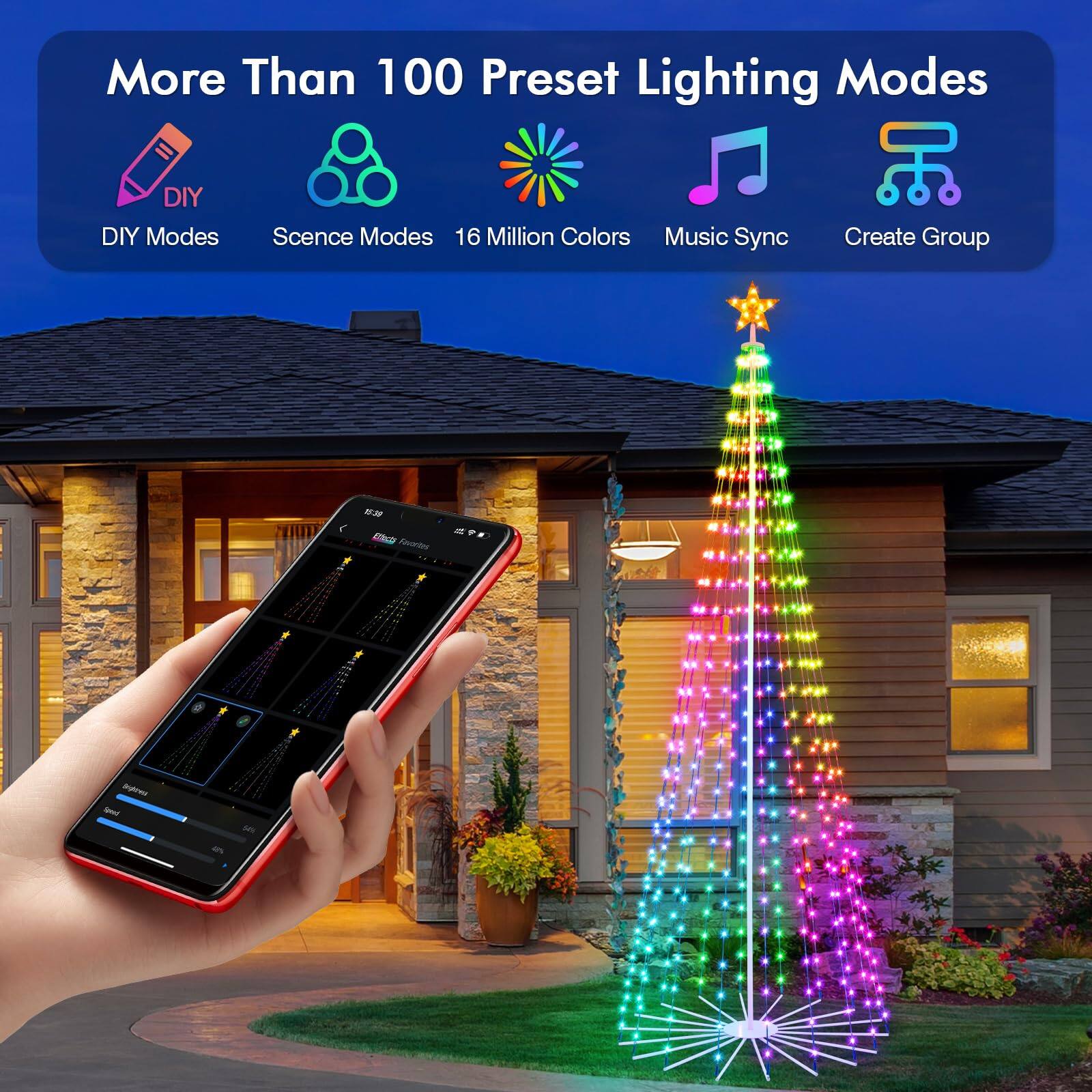 More Than 100 Preset Lighting Modes

DIY Modes  
Scene Modes  
16 Million Colors  
Music Sync  
Create Group
