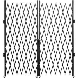 VEVOR - Double Folding Security Gate, 5' H x 10' W Folding Door Gate, Steel Accordion Security Gate, Expanding Security Gate - Black