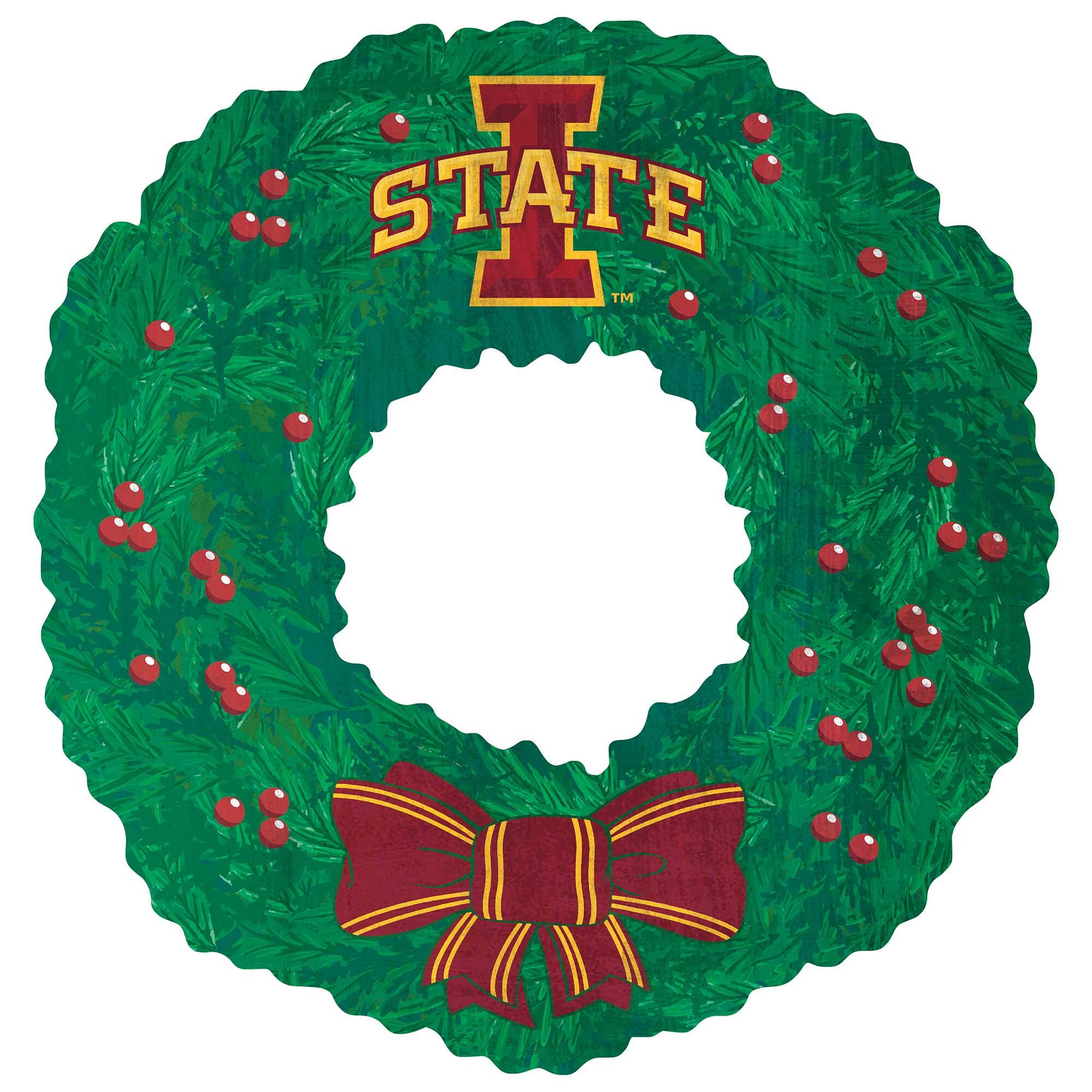 Front. Fan Creations - Iowa State Cyclones 16'' Team Wreath Sign - Green.