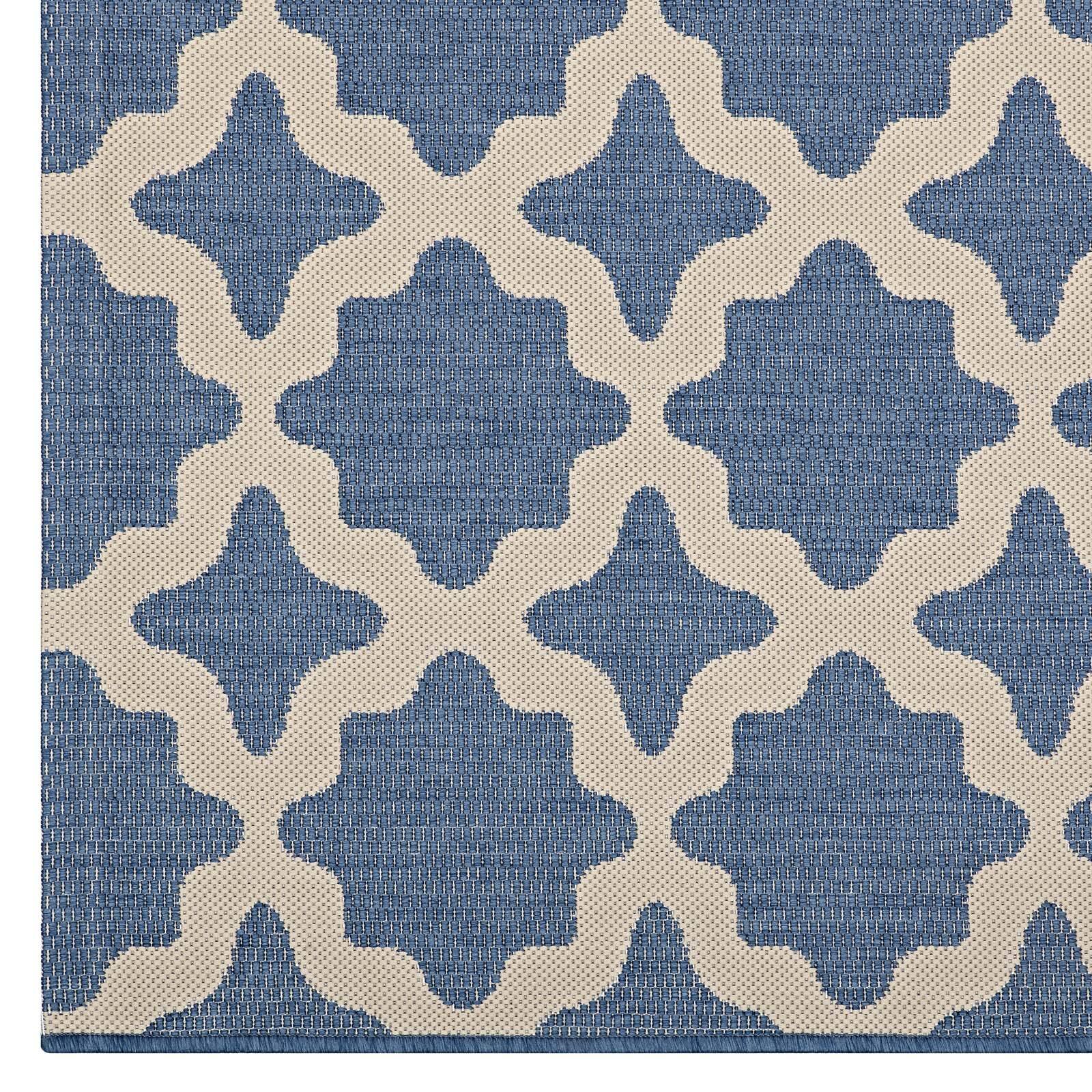 Alt View 1. Modway - Cerelia Moroccan Trellis Indoor and Outdoor Area Rug - Blue and Beige.