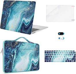 mosiso - 5-in-1 MacBook Air 13 Case and Sleeve Kit A2337/A2179/A1932 - Creative Wave Marble