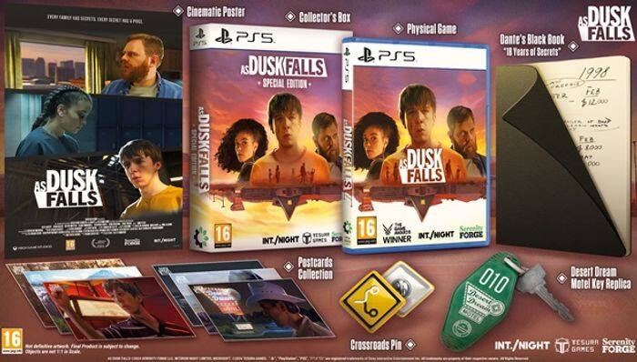 AS DUSK FALLS Cinematic Poster Collector's Box DUSK AS Physical Game FALLS PSS Dante's Black Book & PS5 "18 Years of Secrets AS DUSKFA FALLS 1998 SPECIAL EDITION FcB FrB DUSKFALLS 10X DUSKEALLS S AS DUSK FALLS D00 16 16 INT./NIGHT FORGE INT./NIGHT POR WINNER Postcards Collection Desert Dream 010 Motel Key Replica Desert 16 Crossroads Pia INT./NIGHT YESURA Serenity T GAMES FORGE