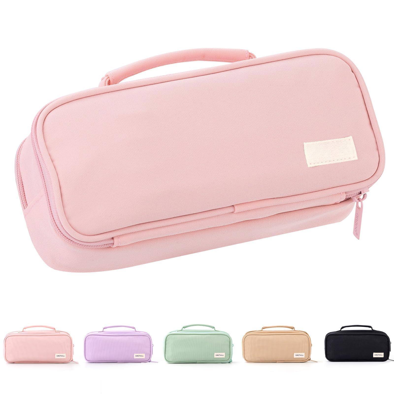 Dapper Styles - Capacity Pencil Case Pen Pouch Organizer Canvas Bag With Handle School Supplies For Teen Girls - Black