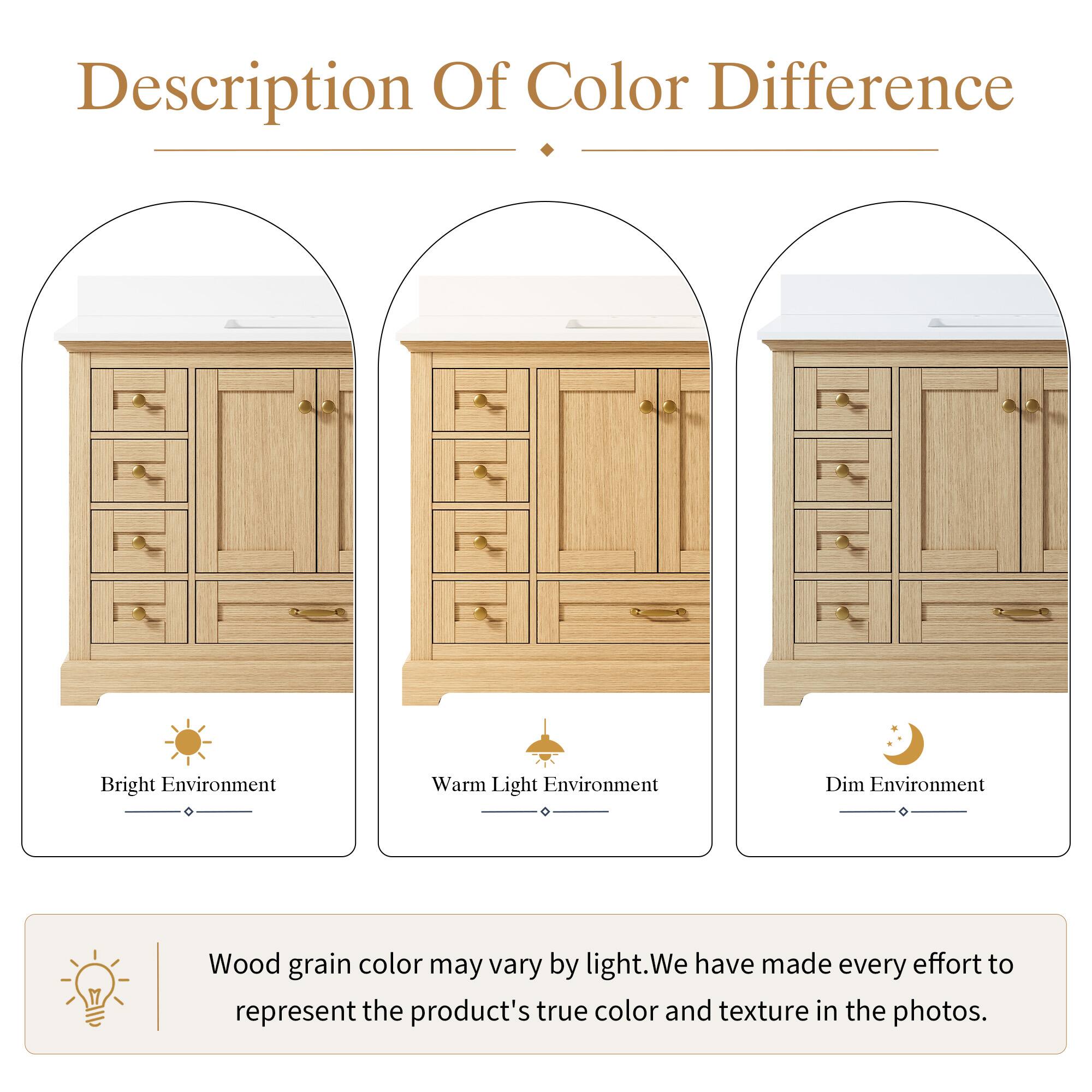 Description Of Color Difference

Bright Environment Warm Light Environment Dim Environment

Wood grain color may vary by light. We have made every effort to represent the product's true color and texture in the photos.