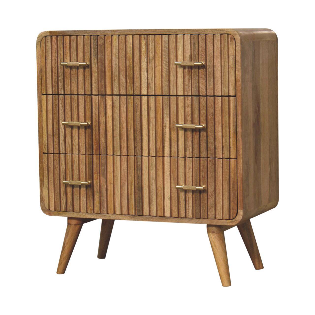 Left. Artisan Furniture - Artisan Furniture Solid Wood T-bar Ridged Chest, - Light Brown/Oak-ish.