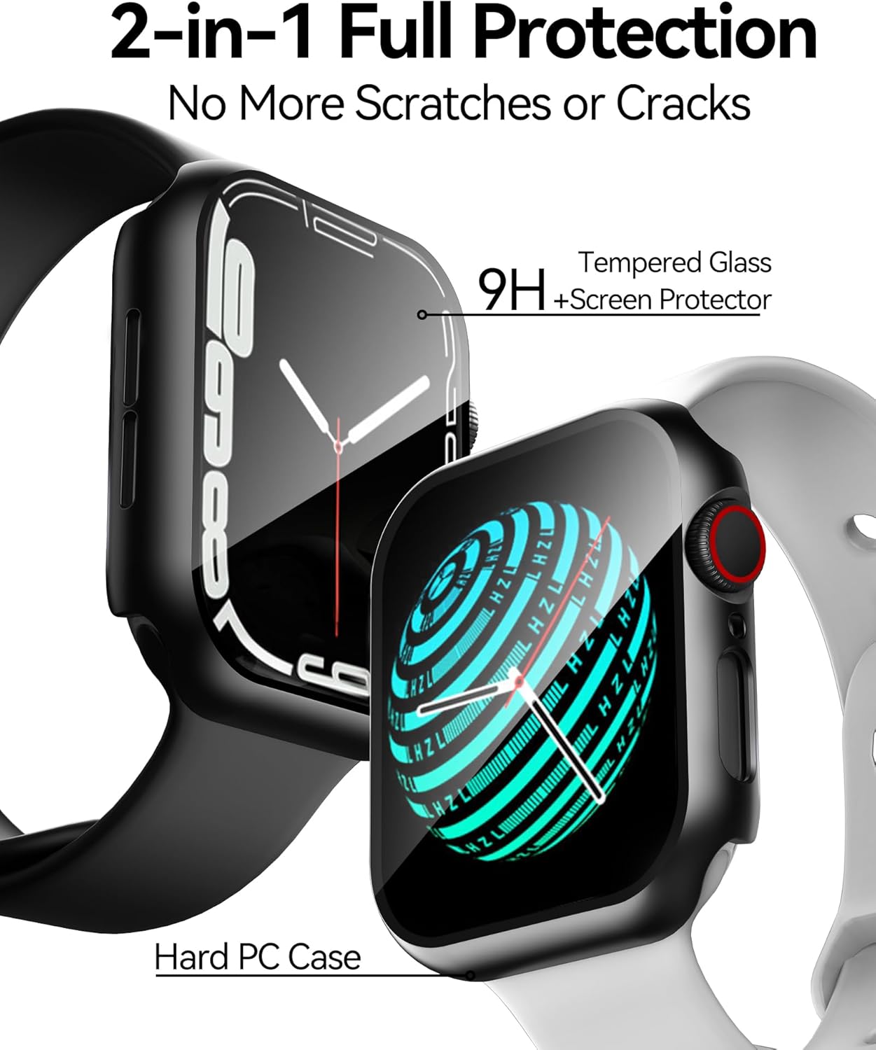 2-in-1 Full Protection  
No More Scratches or Cracks  

Tempered Glass 9H + Screen Protector  

Hard PC Case