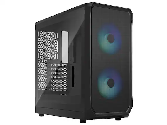 Front. Fractal Design - Fractal Design Focus 2 RGB Black ATX mATX Mini ITX Clear Tinted Tempered Glass Mid Tower Computer Case - Black.