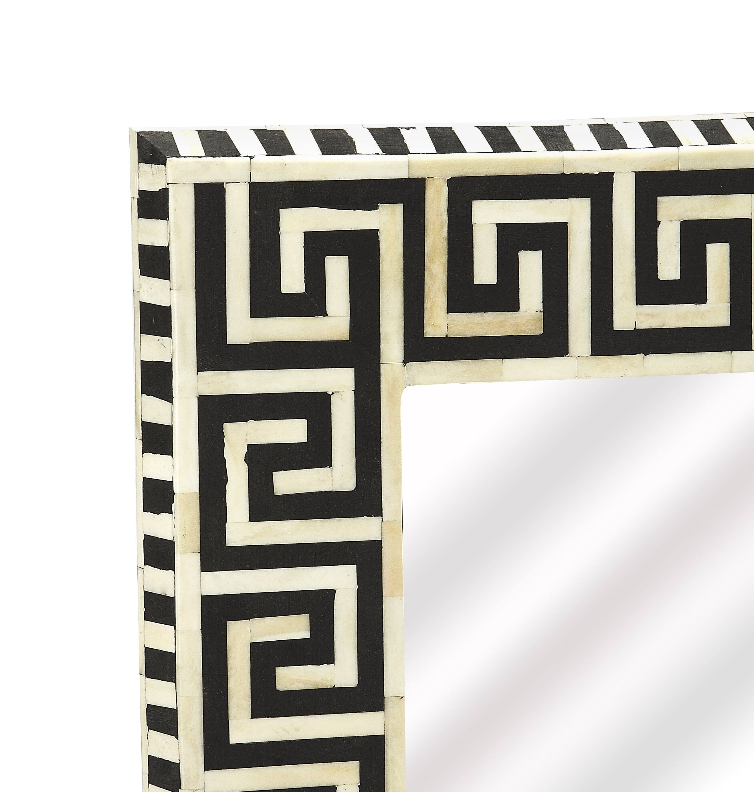 Alt View 2. Butler Specialty - Eternity 35.5 in. W x 58.5 in. W Rectangular Bone Inlay Wall Mirror - Black and White.