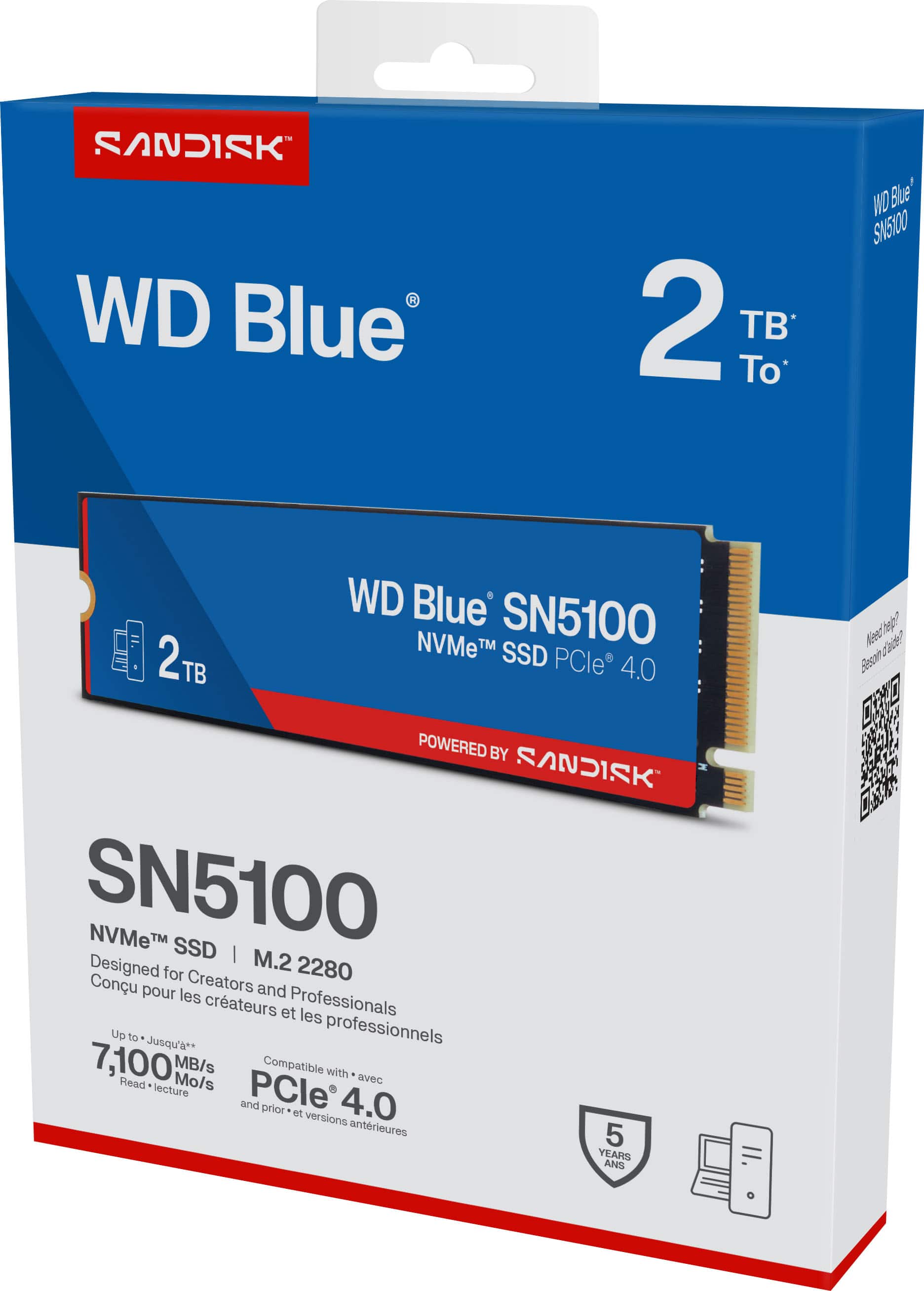 SanDisk WD Blue SN5100 2TB Internal SSD PCIe Gen 4 x4 NVMe for