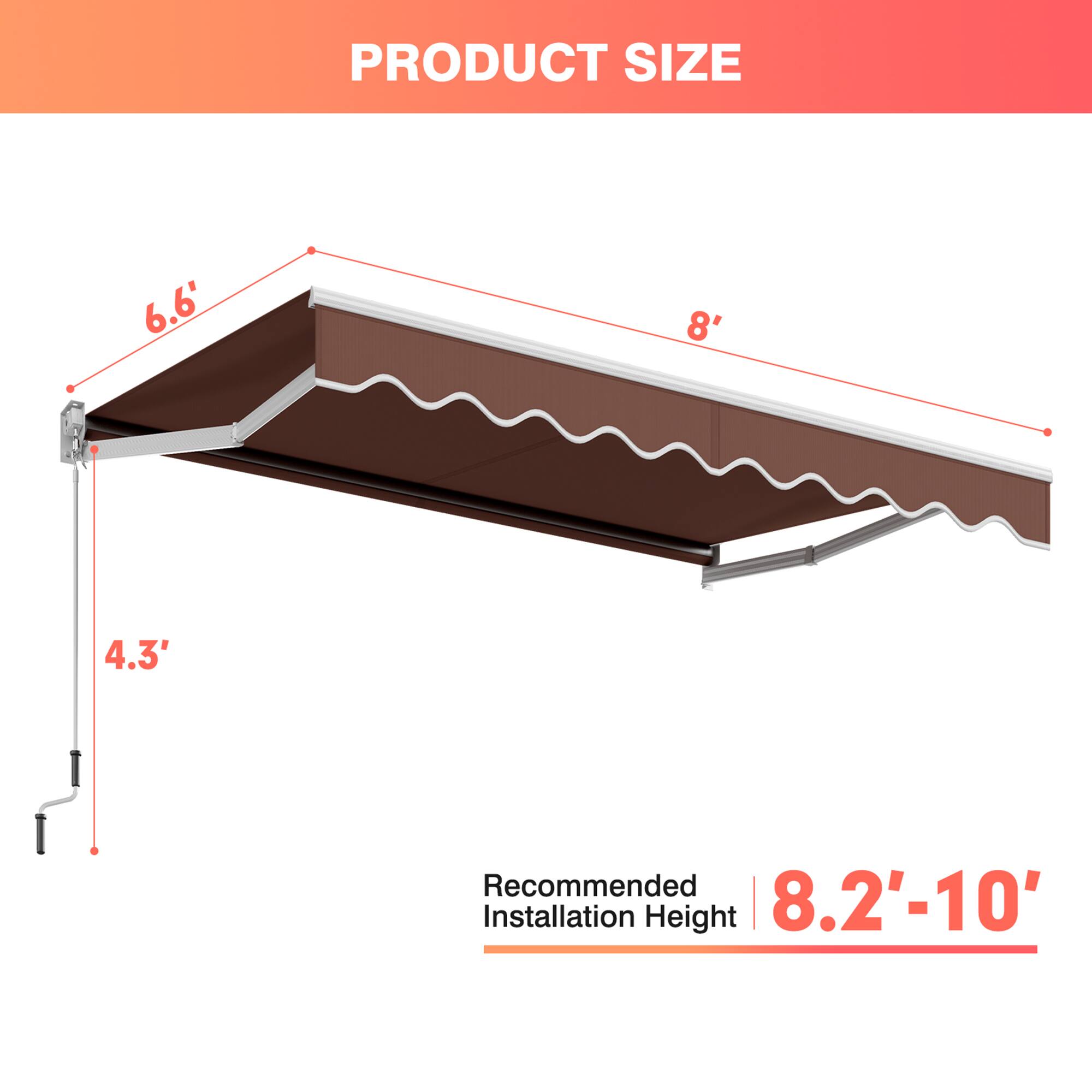 PRODUCT SIZE  
6.6' x 8' x 4.3'  
Recommended Installation Height | 8.2'-10'