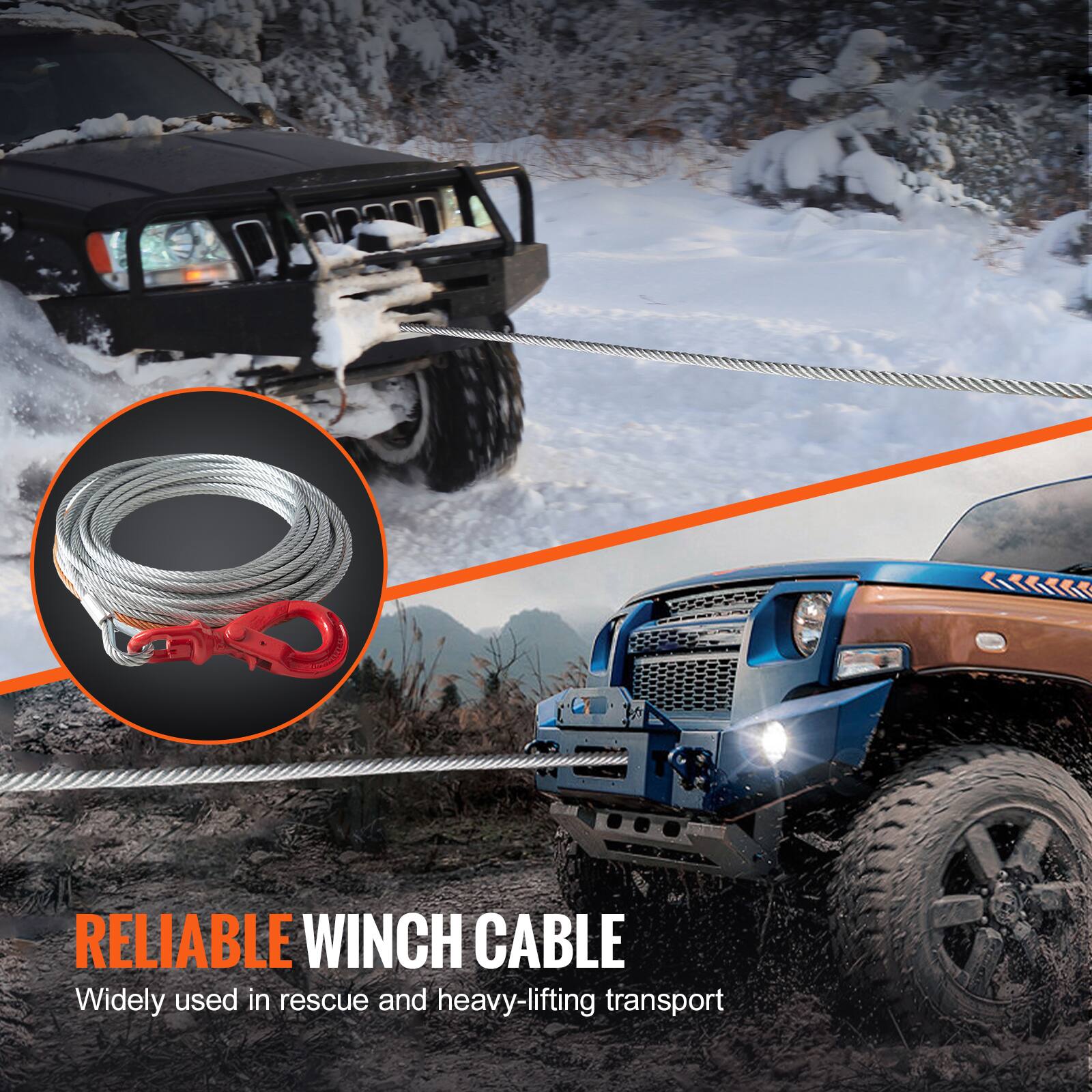 RELIABLE WINCH CABLE  
Widely used in rescue and heavy-lifting transport