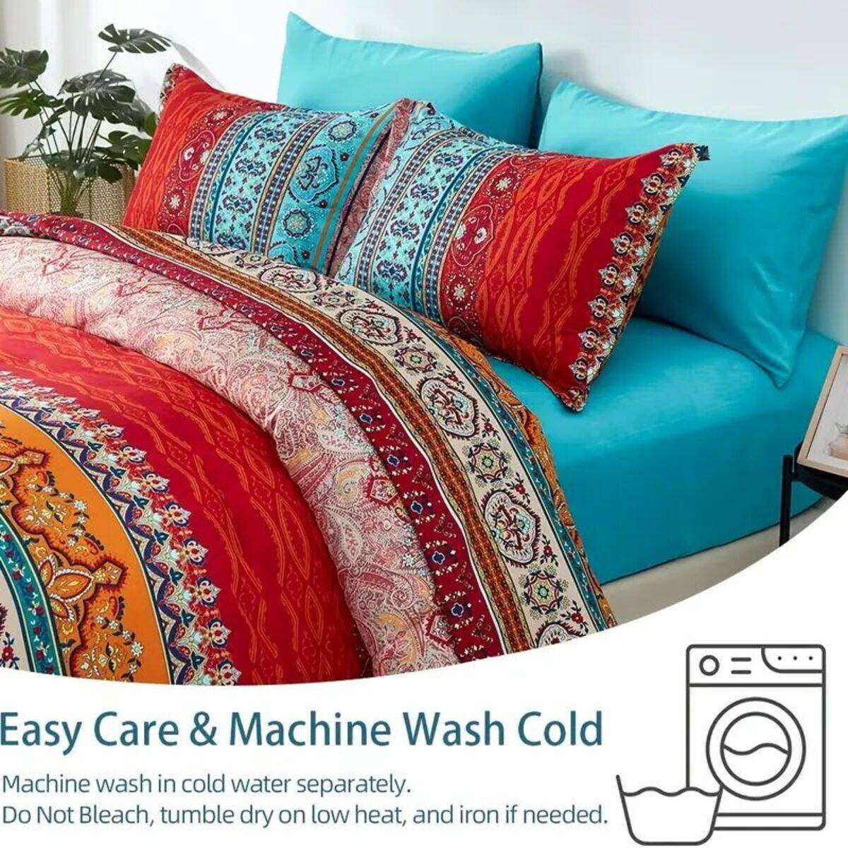 Easy Care & Machine Wash Cold

Machine wash in cold water separately. Do Not Bleach, tumble dry on low heat, and iron if needed.