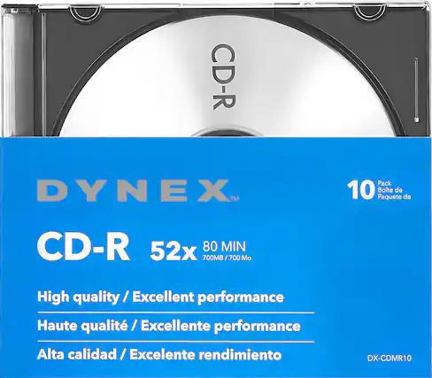 Front. Dynex™ - 10-Pack 52x CD-R Discs with Jewel Cases - Silver.