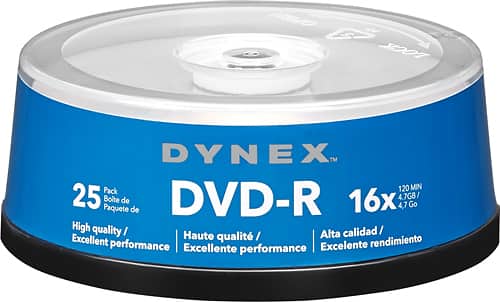 Dynex™ - 25-Pack 16x DVD-R Disc Spindle - Blue/Gray - Larger Front