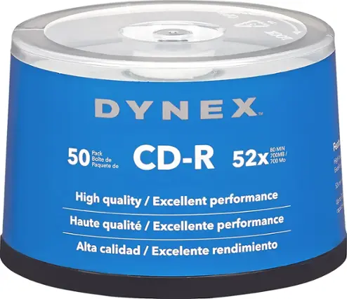 Front. Dynex™ - 50-Pack 52x CD-R Disc Spindle - Silver.