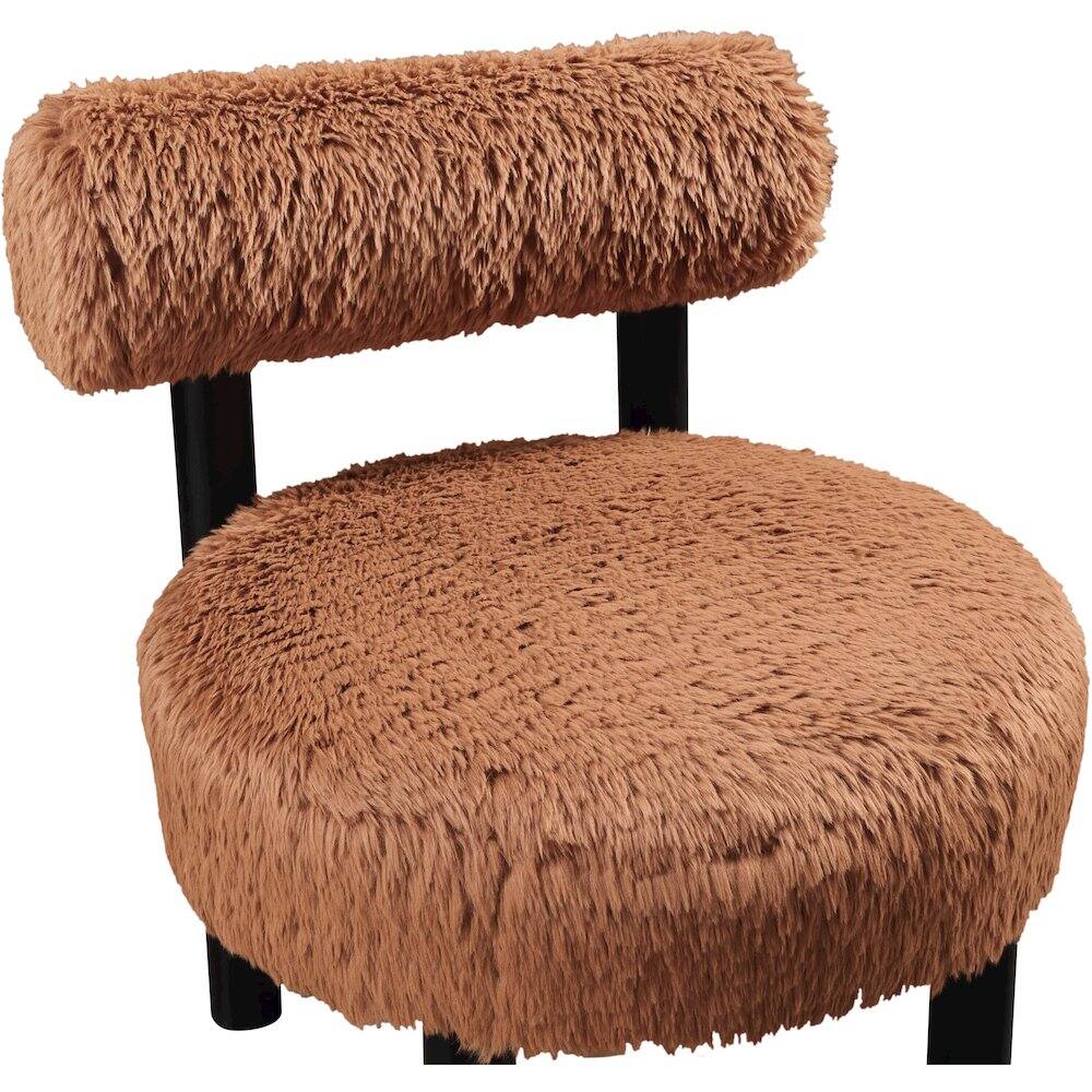 Alt View 3. Meridian Furniture - Ambre Saddle Vegan Shearling Fabric Upholstered Accent Chair - Black.