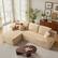 Front. Ovios - 104" Modular Sectional Sofa with Chaise, Modern L Shaped Couch for Living Room - Beige(Plush Corduroy, Left Facing).