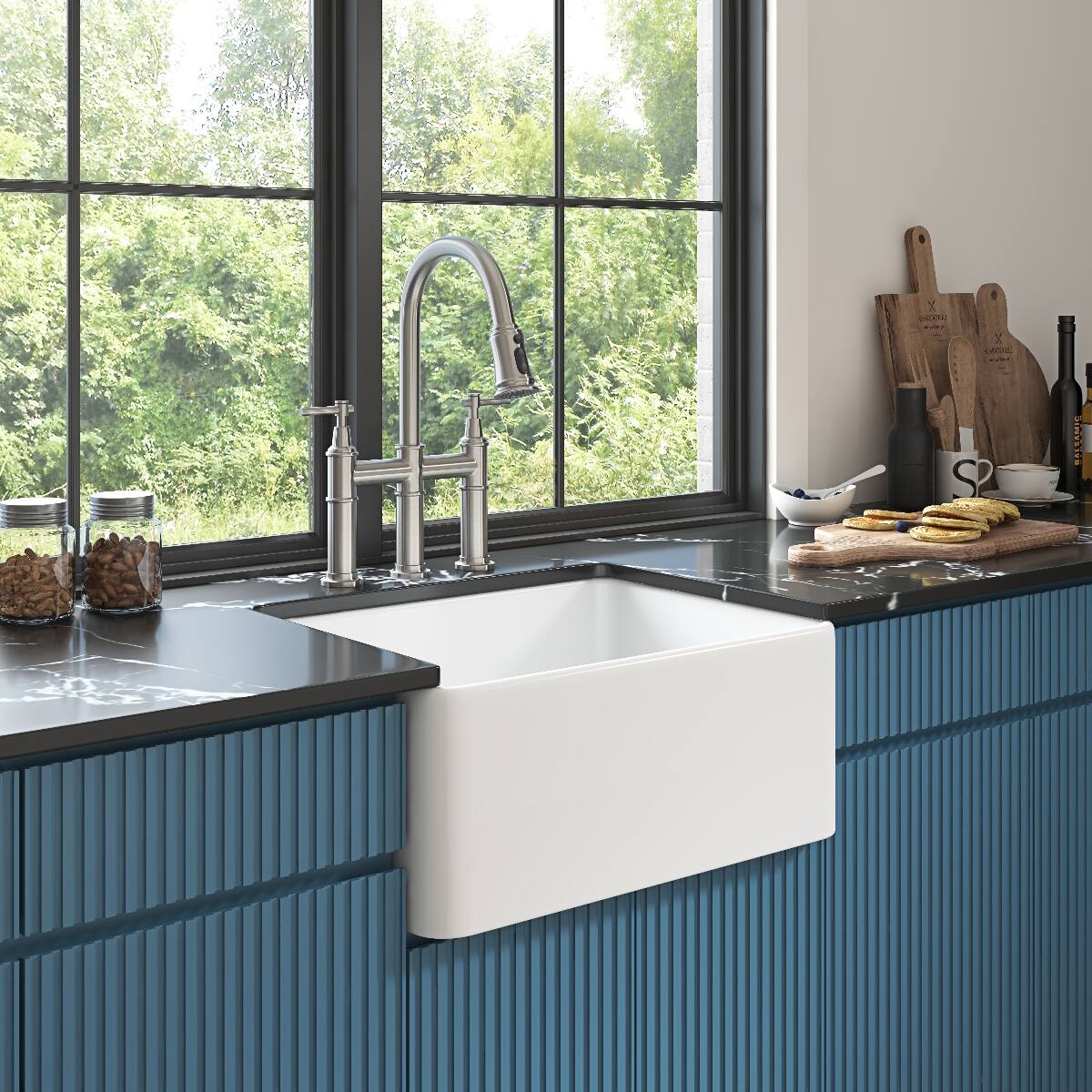 Ropilly Farmhouse Kitchen Sink Deep Apron Front Undermount Ceramic ...