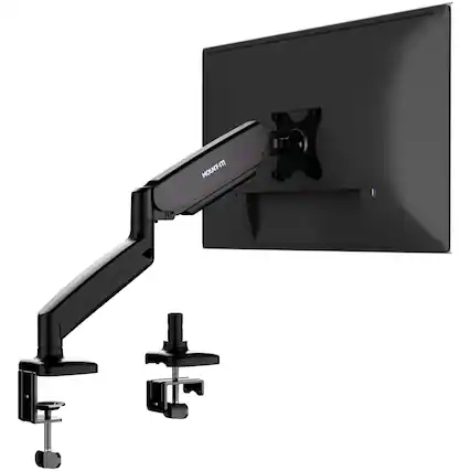 Front. Mount-It! - Ergonomic Single Monitor Desk Mount with Gas Spring Arm – Fits 13″–32″, Full Motion & Cable Management - Black.