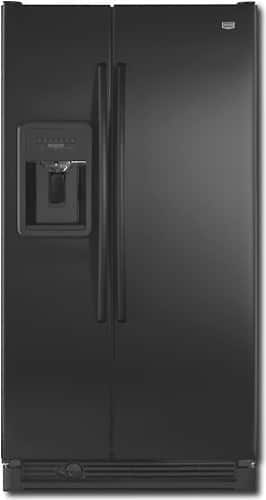 Front Standard. Maytag - 21.9 Cu. Ft. Side-by-Side Refrigerator with Thru-the-Door Ice and Water - Black.