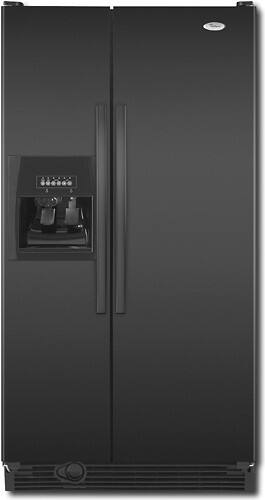 Front Standard. Whirlpool - 21.7 Cu Ft. Side-by-Side Refrigerator with Thru-the-Door Ice and Water - Black.