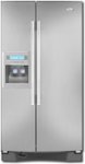 Front Standard. Whirlpool - 25.6 Cu. Ft. Side-by-Side Refrigerator with Thru-the-Door Ice and Water - Monochromatic Satina Stainless-Look.