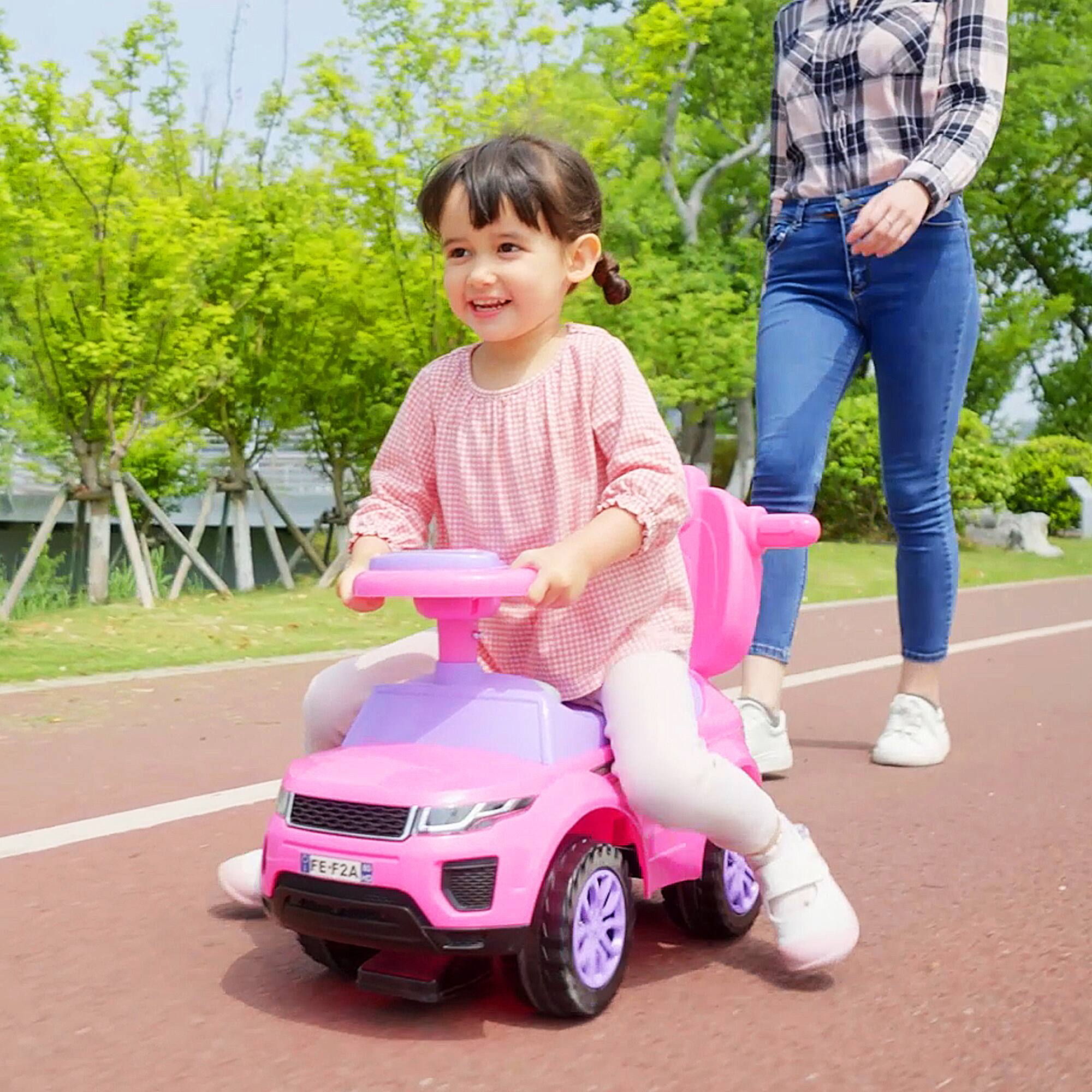 Alt View 5. Aosom - 2 In 1 Push Cars for Toddlers, Push Car, Stroller Sliding Car, Horn, Music, Light Function, Secure Bar, 1-3 Years.