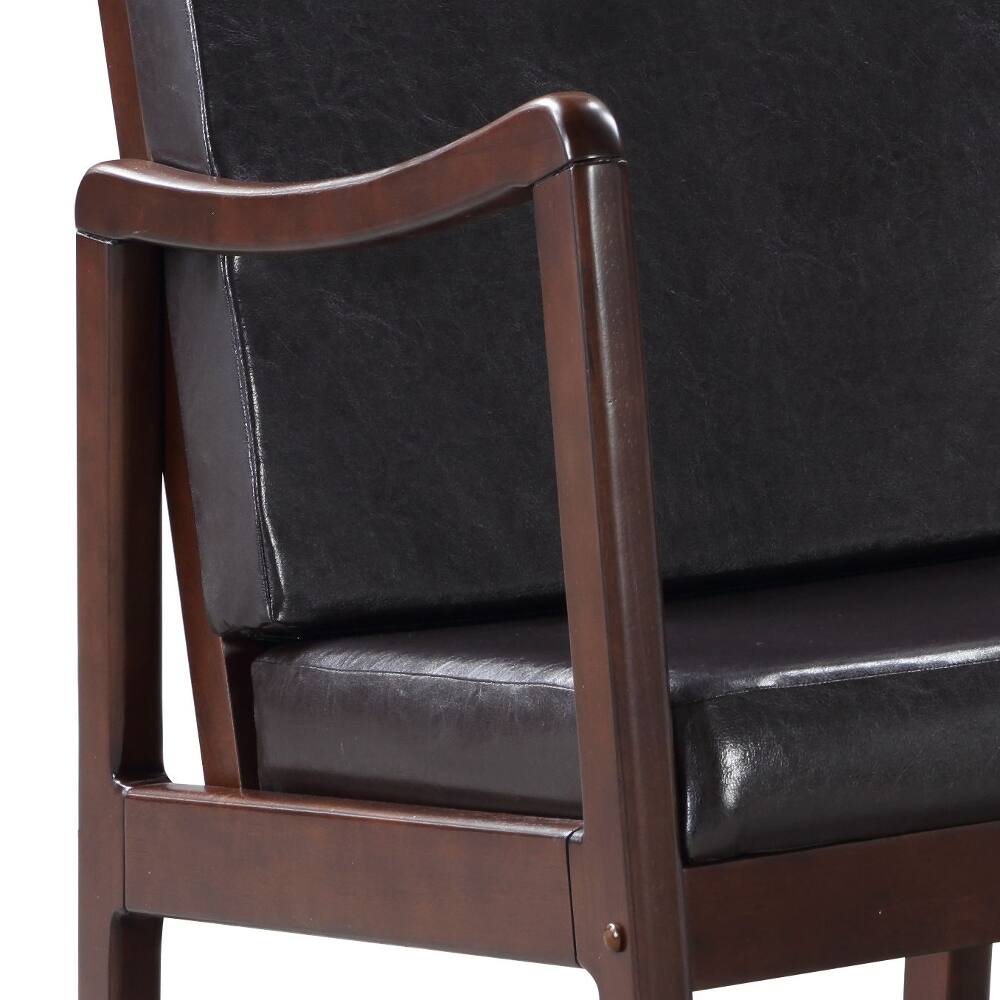 Angle. Loheer - Loheer Dark Brown Synthetic Leather Rocking Chair Espresso Finish Upholstered Rocker with Rubber Wood Frame - Dark Brown.