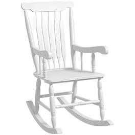Outsunny - Outdoor Wood Rocking Chair, 350 lbs. Porch Rocker with High Back for Garden, Patio, Balcony - White