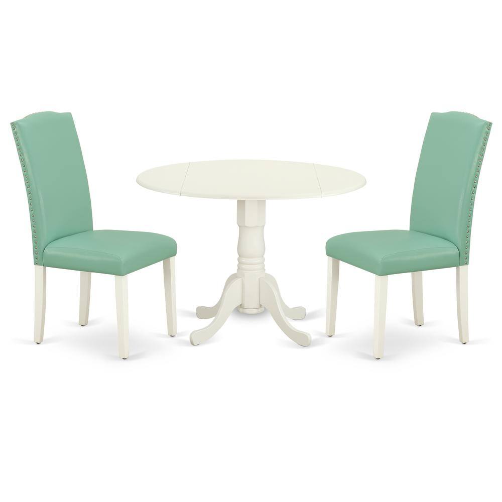 Back. East West Furniture - Dining Room Set Linen White - Brown.