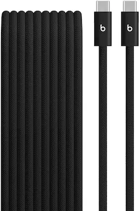 Front. Beats - 10' 240W USB-C to USB-C Braided Cable - Bolt Black.