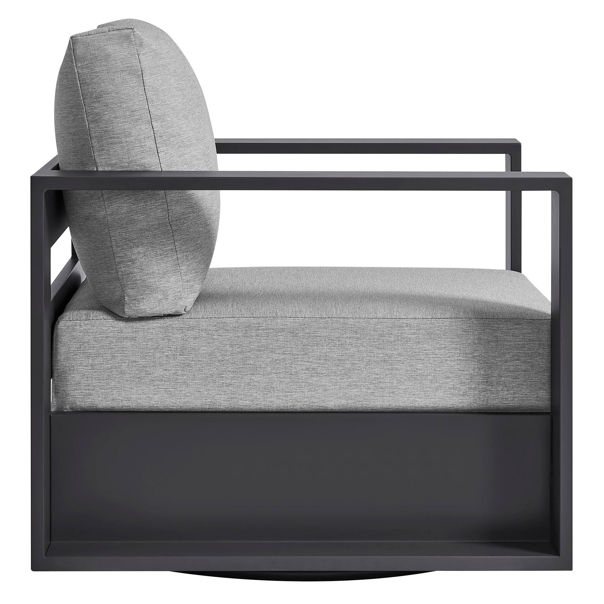 Alt View 2. Modway - Tahoe Outdoor Powder-Coated Aluminum Swivel Armchair by Modway - Gray Gray.