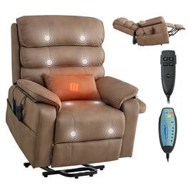 VEVOR - Power Lift Recliner Chair, Dual Motor, Medium Wide Electric Lift Chair with Heat and Massage for Elderly - Brown