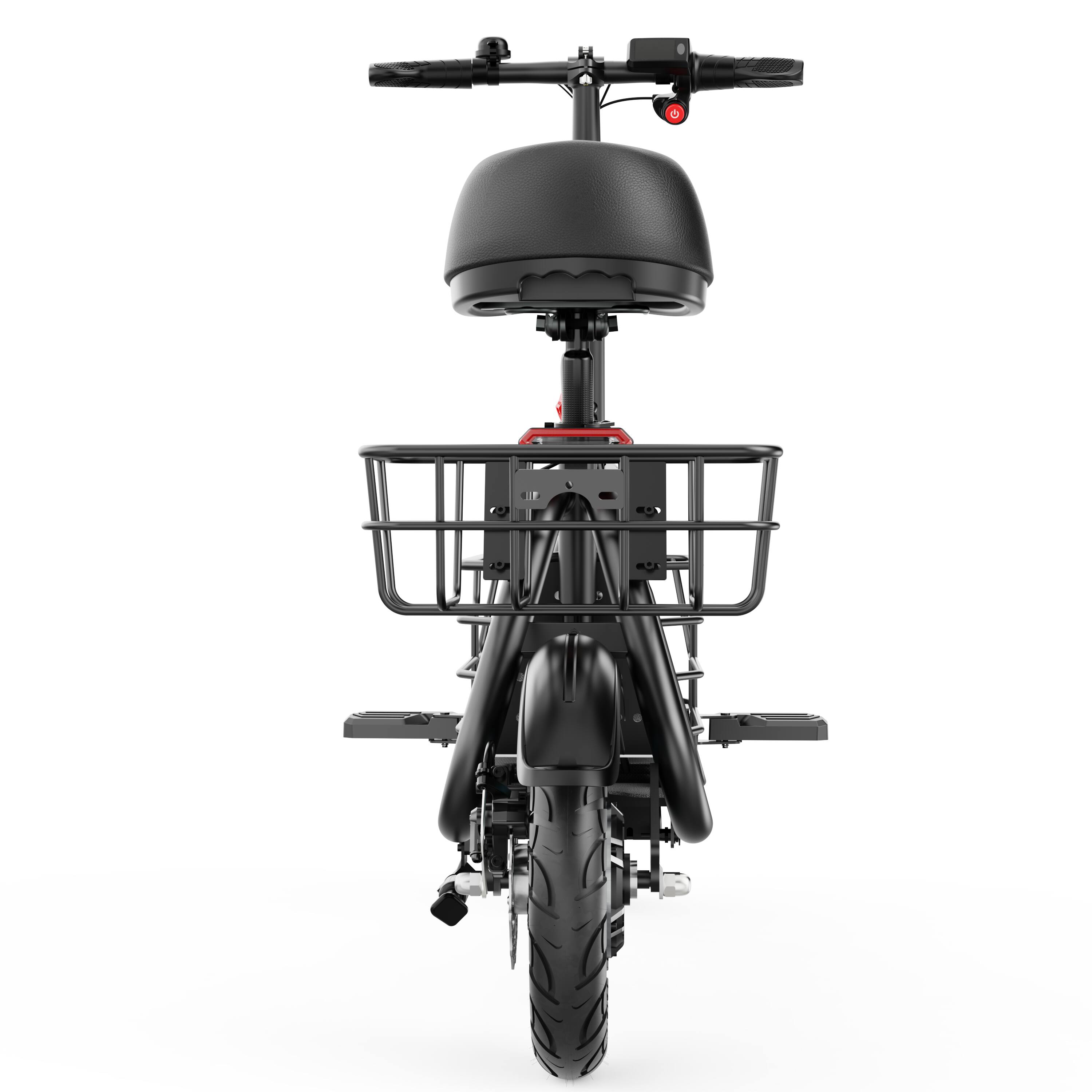 Back. MIHOVER - 550W Electric Scooter with Seat for Adults, 18.6MPH, 12-Inch Tires, 36V 7.8Ah Battery, Detachable Baskets, UL Certified - Black.