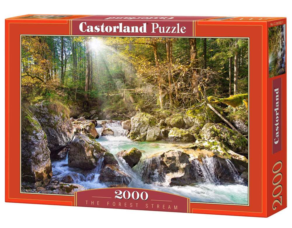 Castorland - 2000 Piece Jigsaw Puzzles, The forest stream, Mountain stream, Nature, Adult Puzzles, C-200382-2 - Red