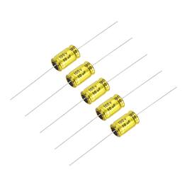 Unique Bargains - 5pcs 10uF 100V Non-Polarized Electrolytic Capacitor, 17x10mm Aluminum Audio Freq Divider for DIY Speaker/Car Amp - Gold