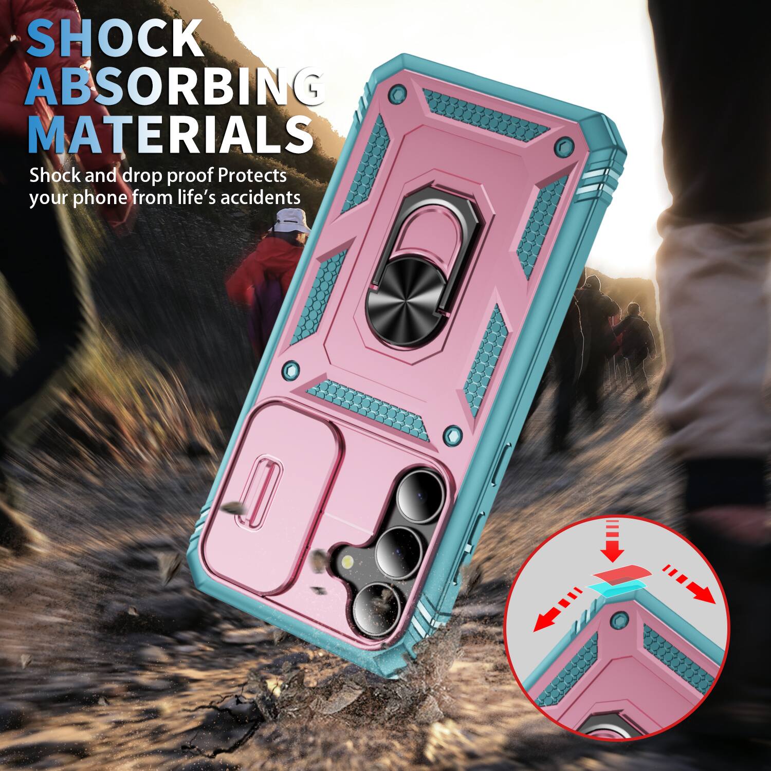 SHOCK ABSORBING MATERIALS  
Shock and drop proof  
Protects your phone from life's accidents