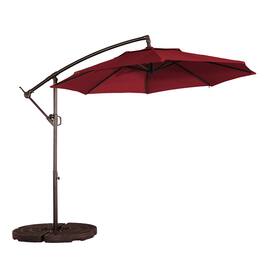 Boyel Living - 10 FT Outdoor Cantilever Patio Umbrella Waterproof UV Resistant with Solar LED - Red
