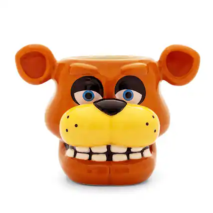 Front. Silver Buffalo - Five Nights At Freddy's Freddy Face Sculpted Ceramic Mini Mug | Holds 2 Ounces - Brown.