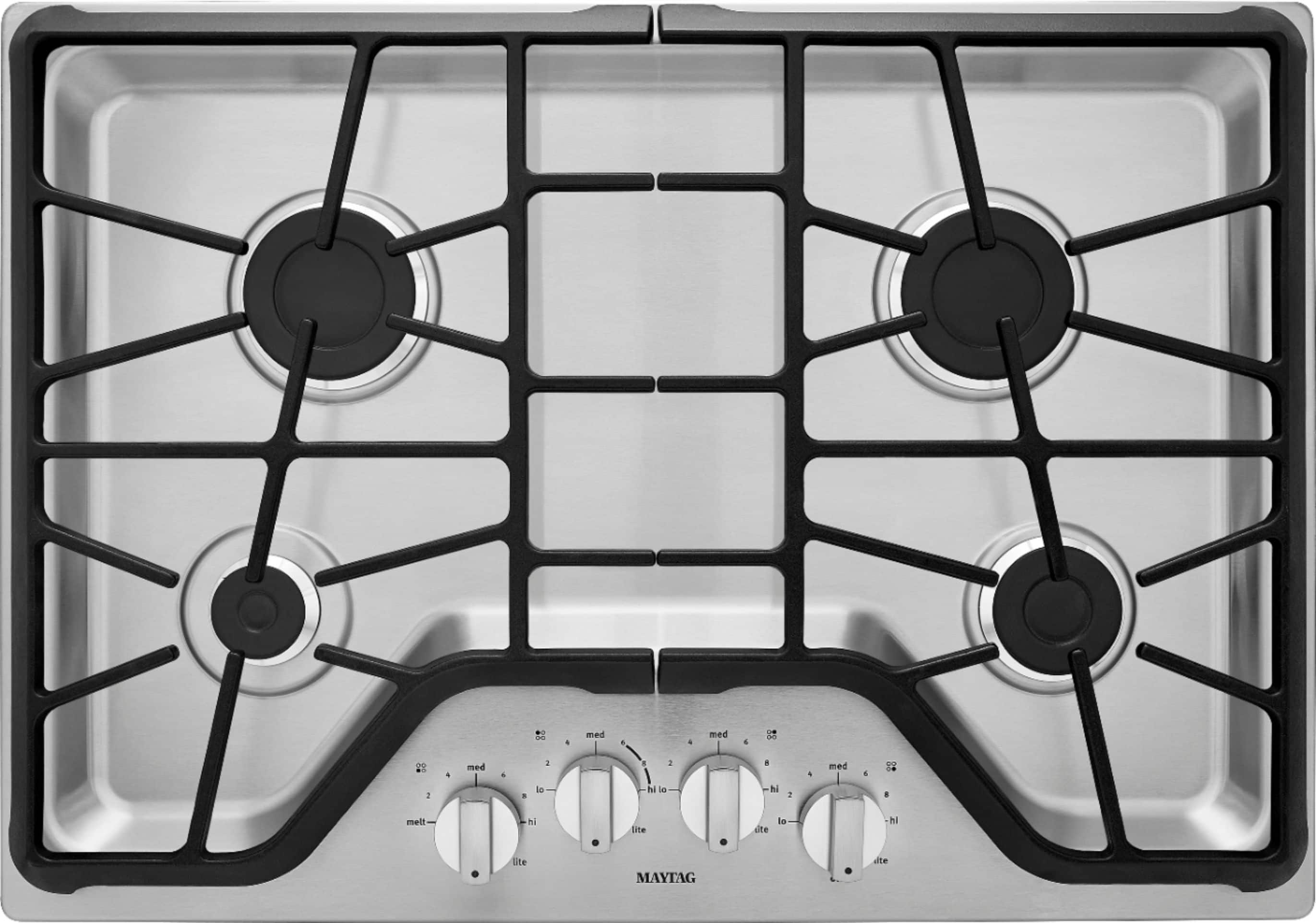 Front. Maytag - 30" Built-In Gas Cooktop - Stainless steel.
