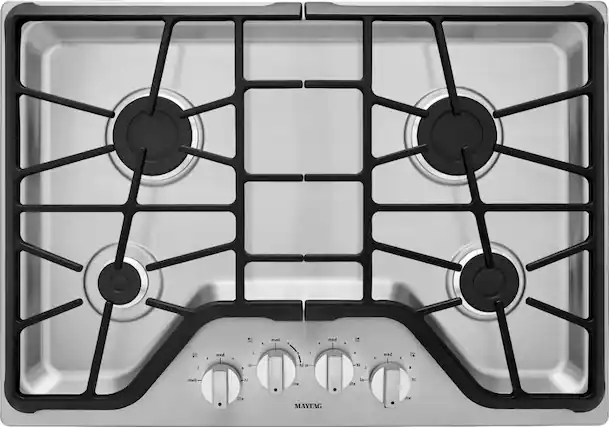 Front. Maytag - 30" Built-In Gas Cooktop - Stainless steel.